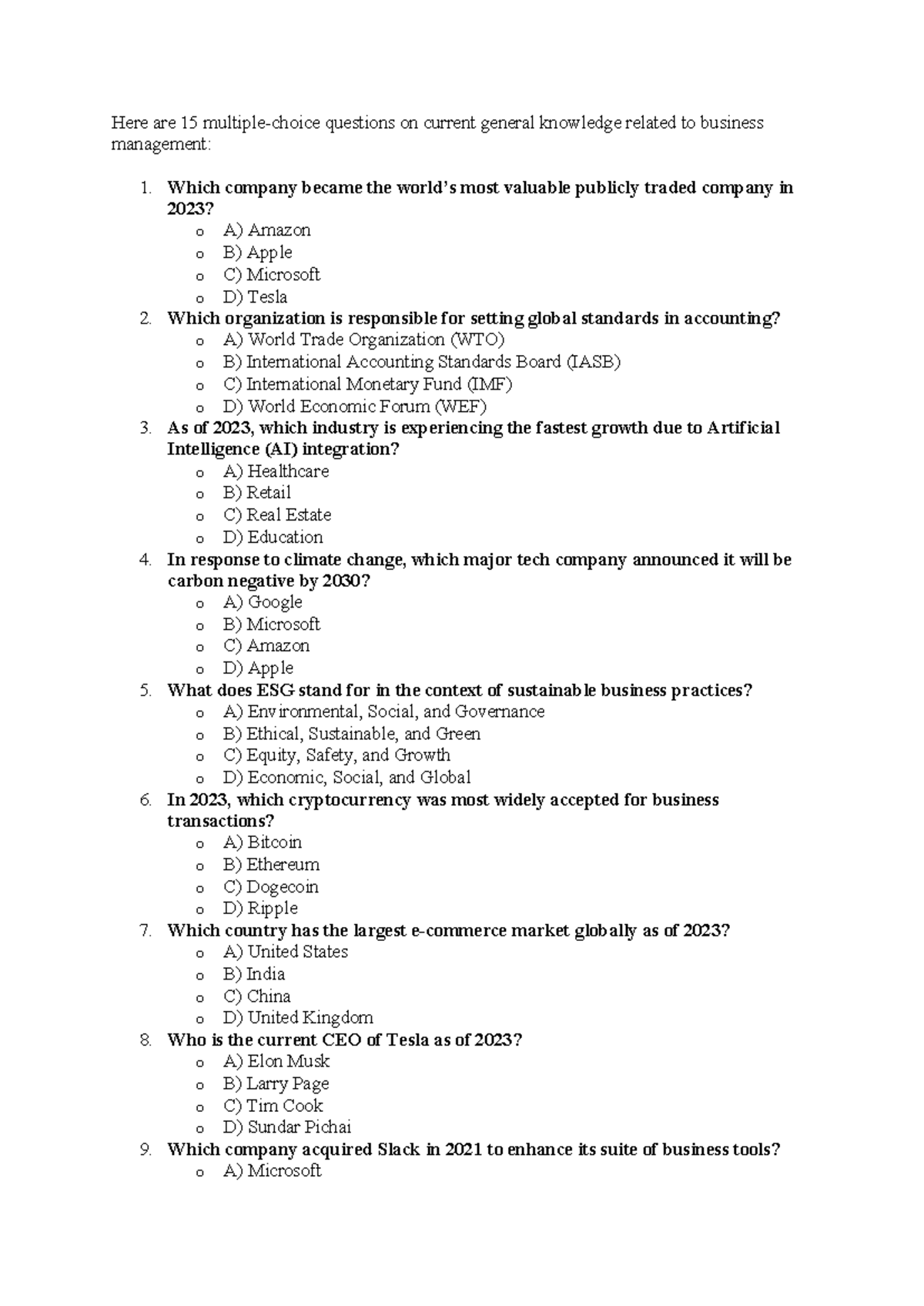 Here are 15 multiple c q for quiz - Here are 15 multiple-choice ...