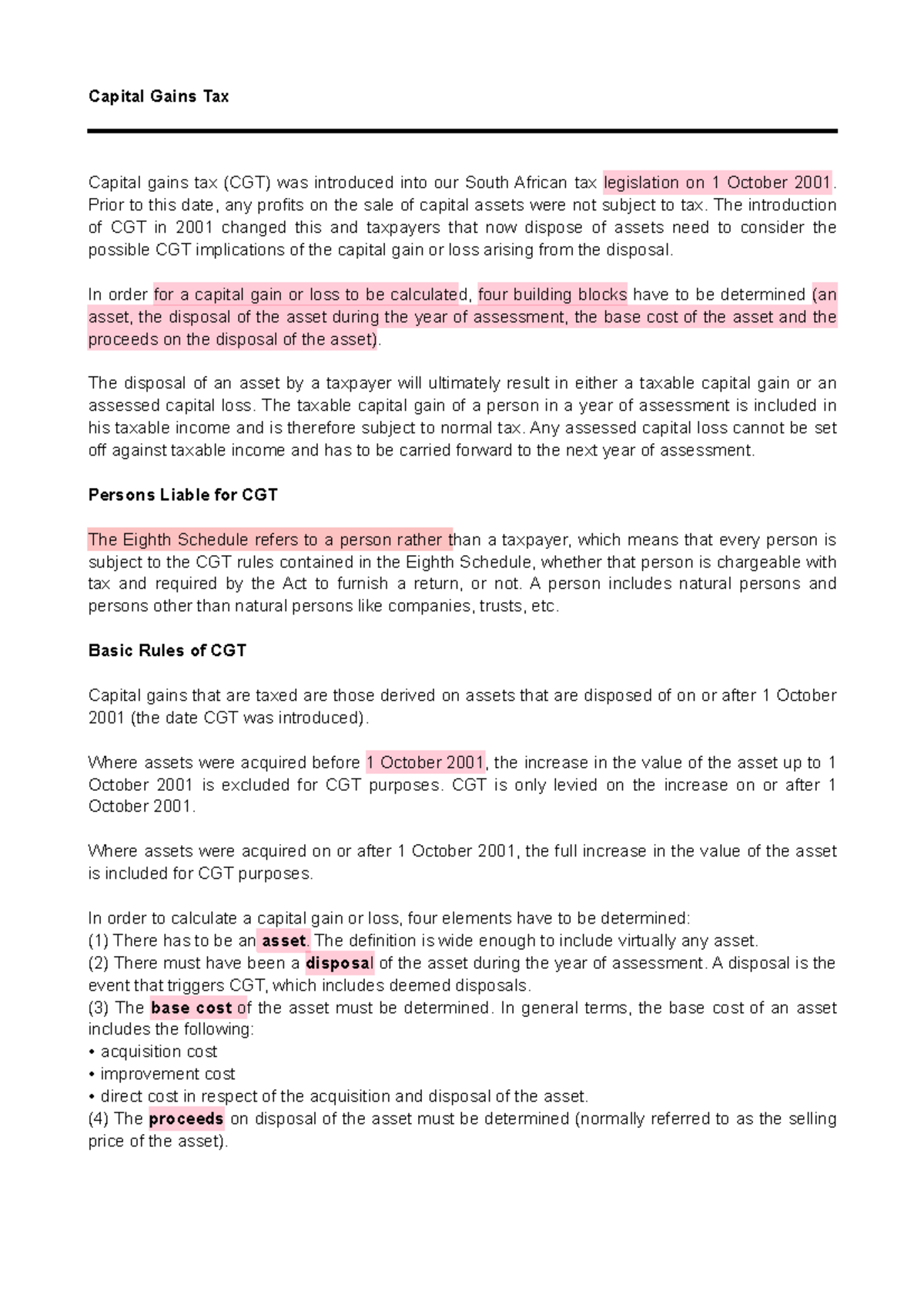 Capital Gains Tax (CGT) Overview for Companies: Key Concepts and Rules ...