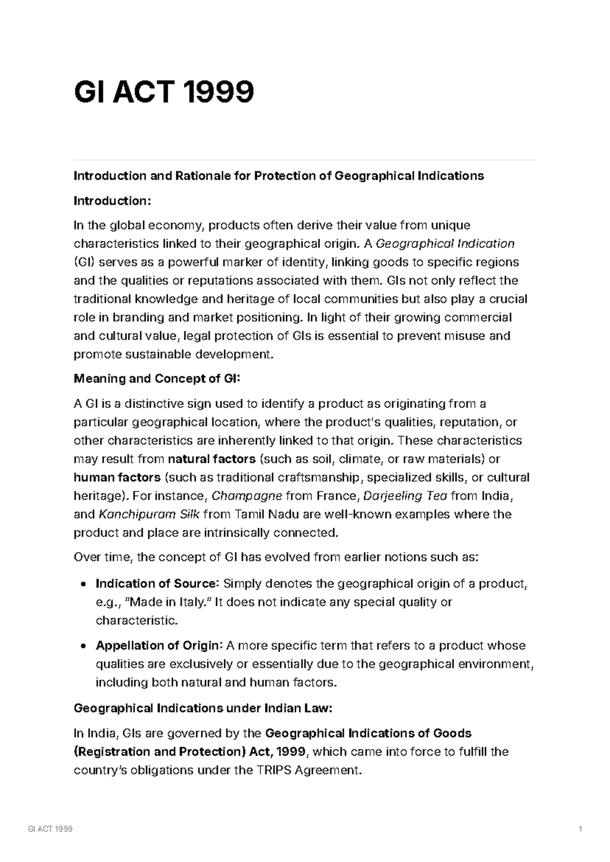 GI ACT 1999: Understanding the Protection of Geographical Indications ...