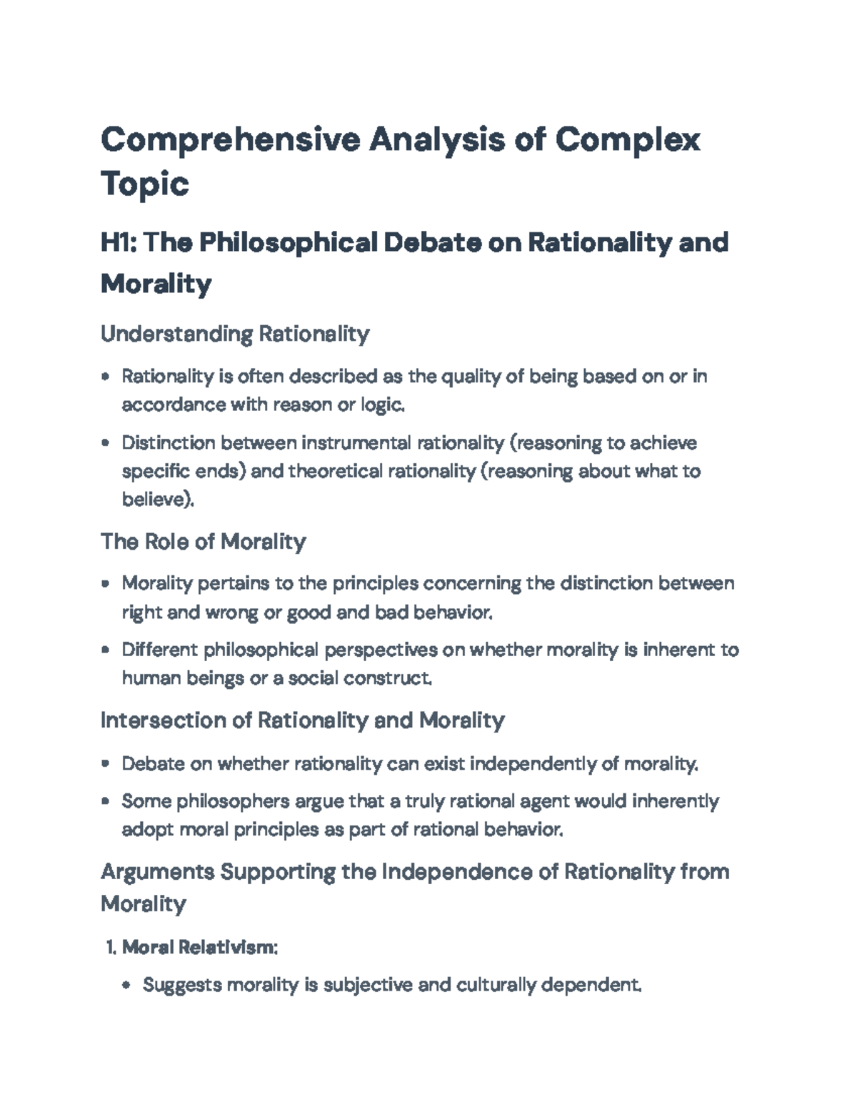 Philosophical Analysis: Rationality vs. Morality in Ethical Decisions ...
