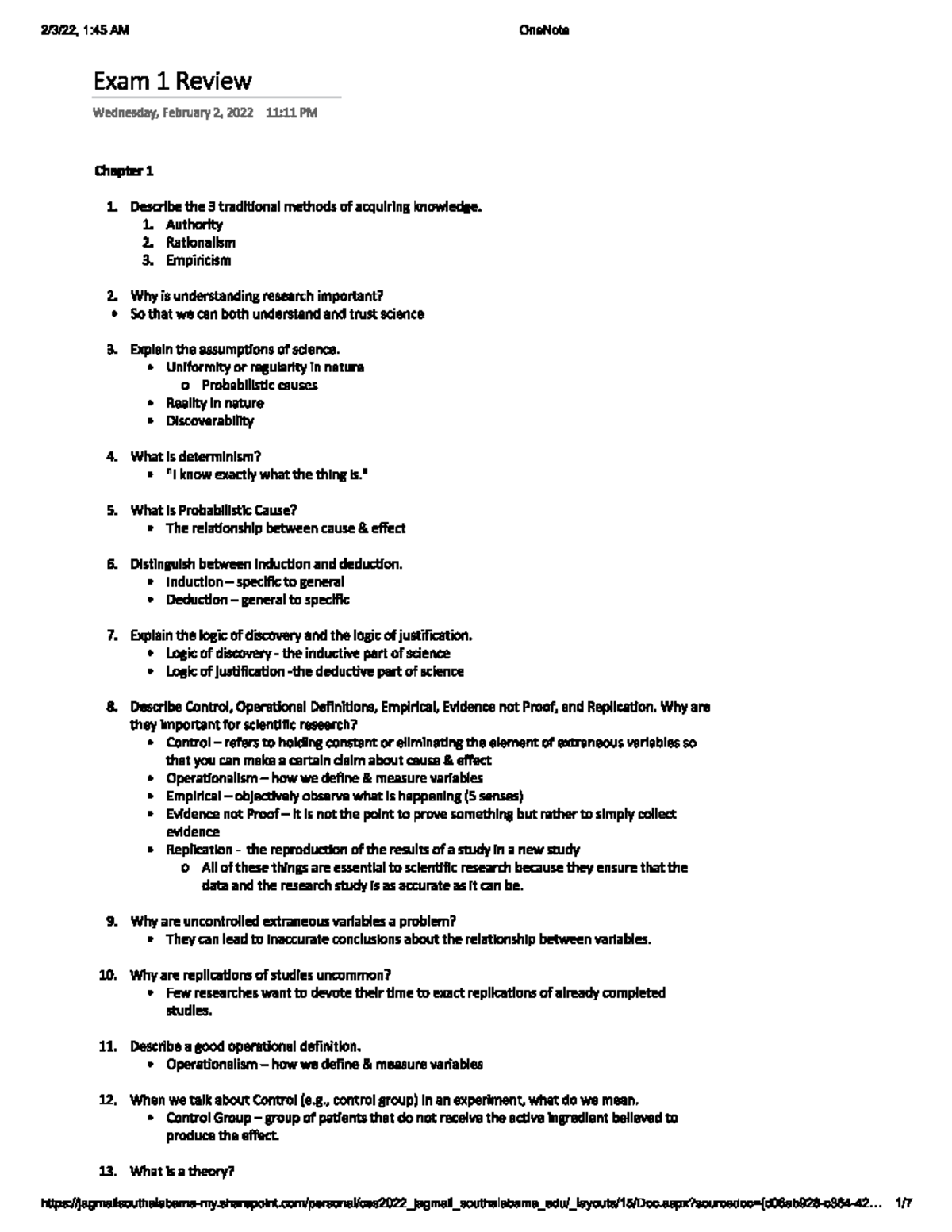 Exam 1 Study Guide - 1:45 AM OneNote Exam 1 Review Wednesday, February ...