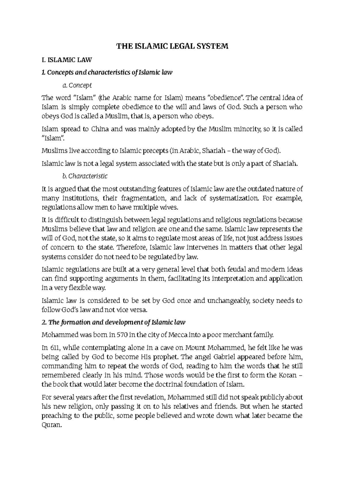 Islamic Legal System: Concepts, Development, and Sources (LAW101) - Studocu