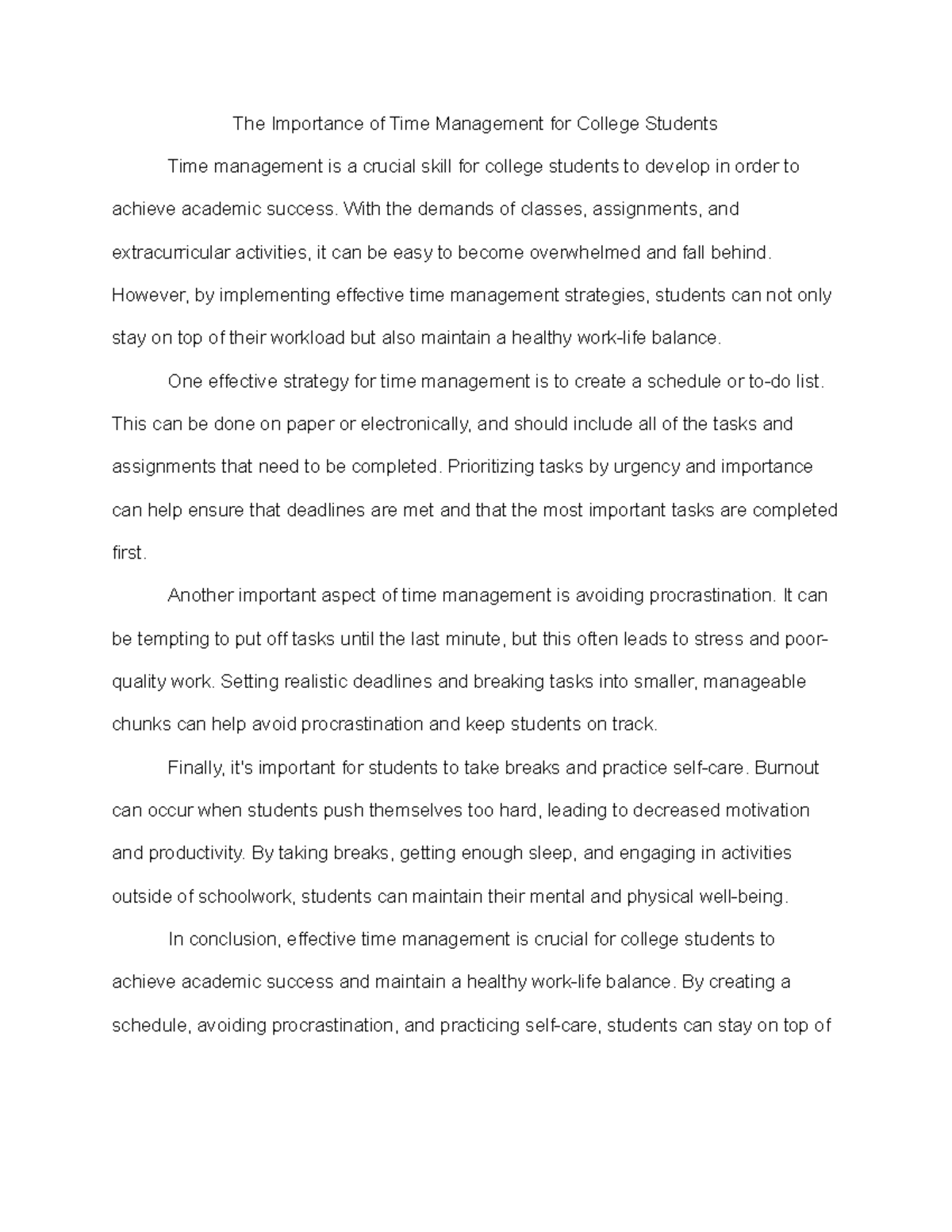 Time Management Strategies for College Success: A Student Guide - Studocu