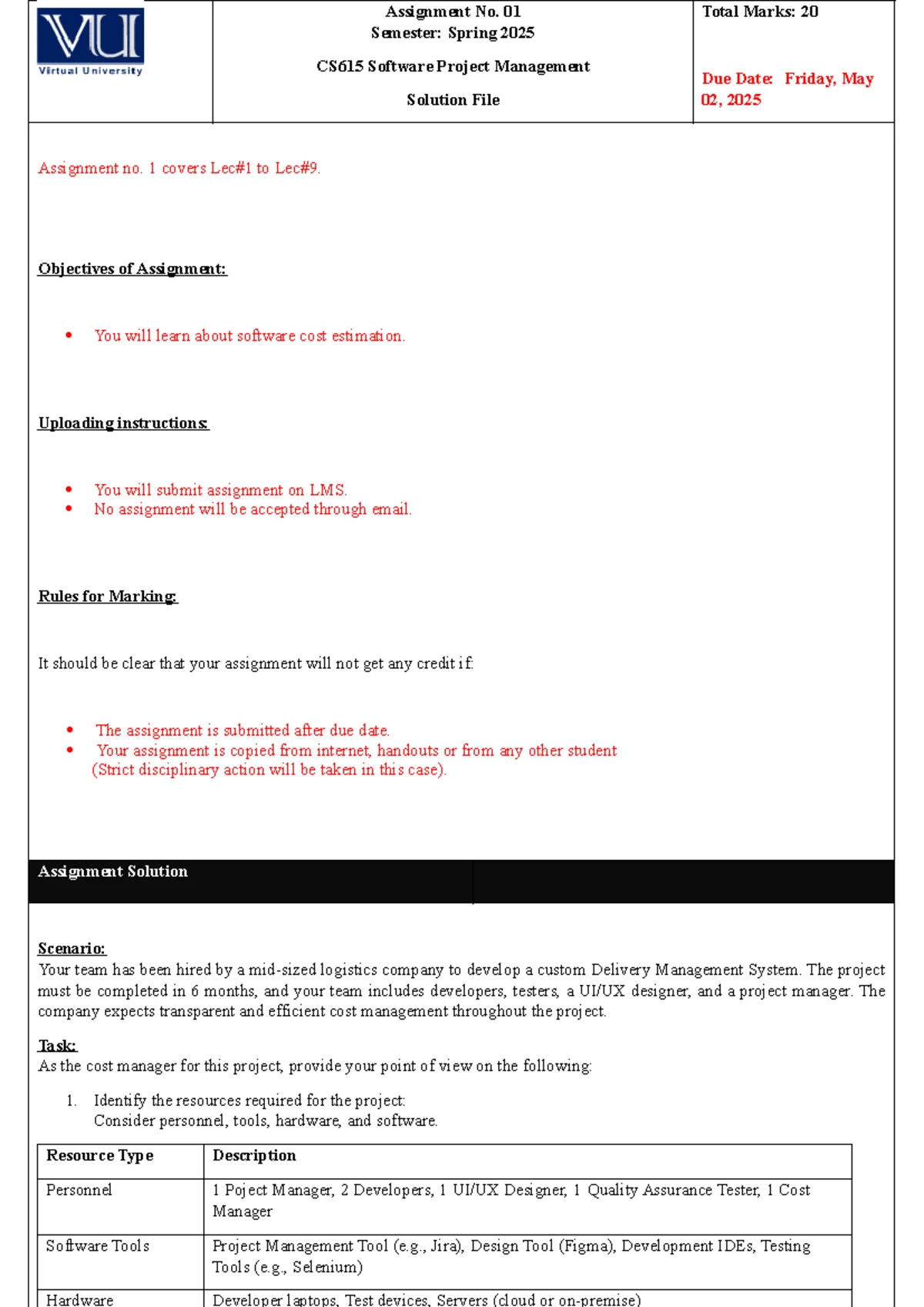 Spring 2025 CS435 Cloud Computing Assignment 01 Solution Guide - Studocu