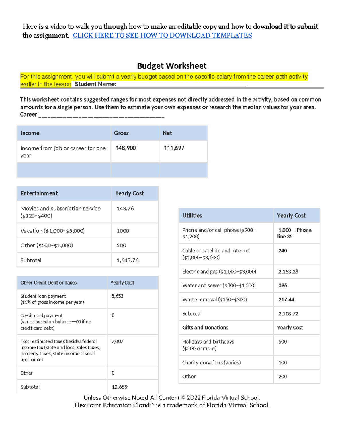 302 Copy of Budget - Here is a video to walk you through how to make an ...