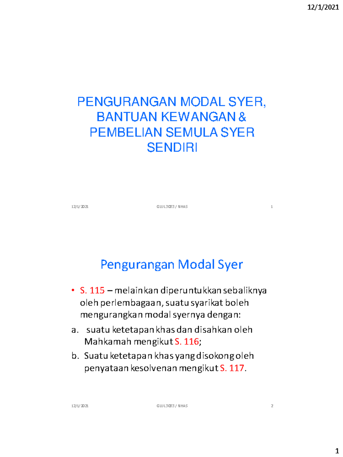 Share Buy Back BM) - slides - PENGURANGAN MODAL SYER, BANTUAN KEWANGAN ...