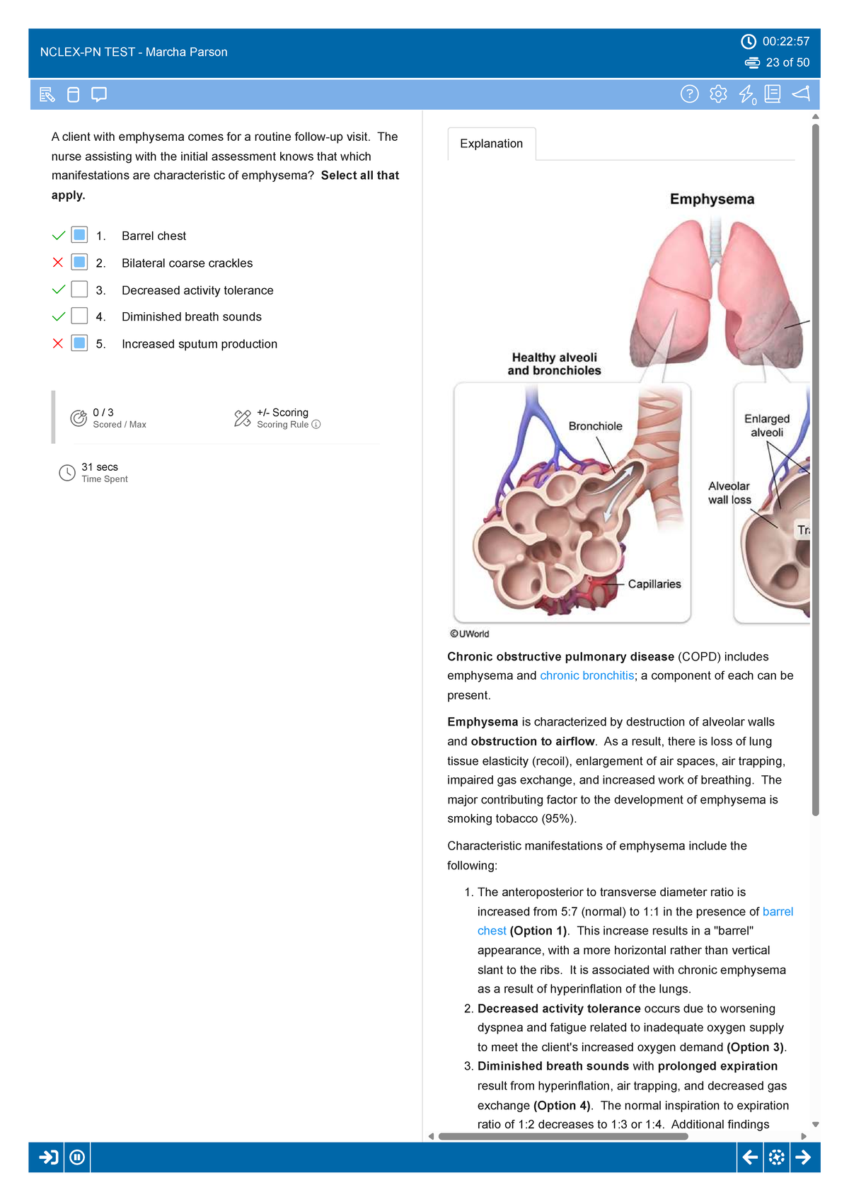 COPD 00:22:57 Test: Emphysema Characteristics & Assessment - Studocu