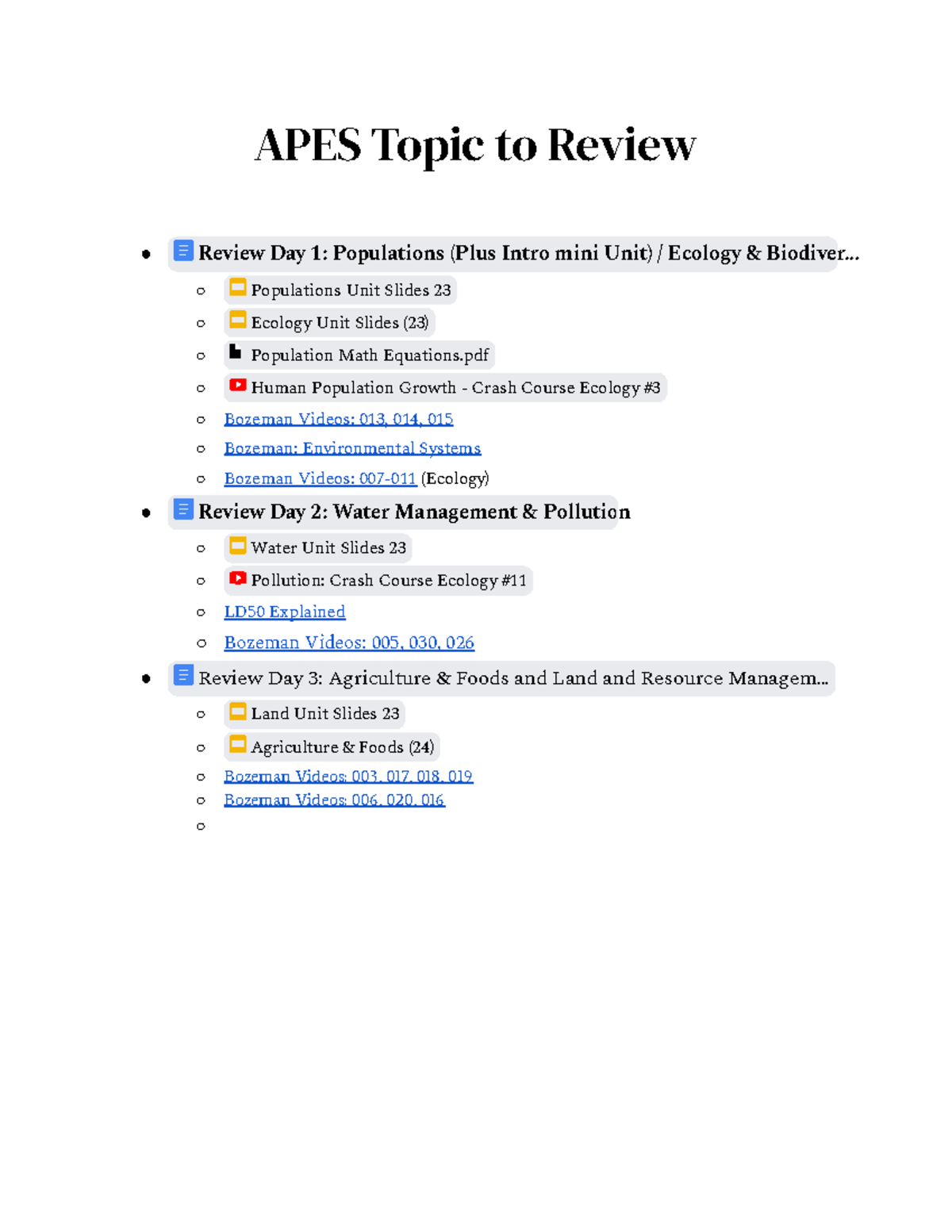 APES Topic to Review - .. ○ Populations Unit Slides 23 ○ Ecology Unit  Slides (23) ○ Population Math - Studocu