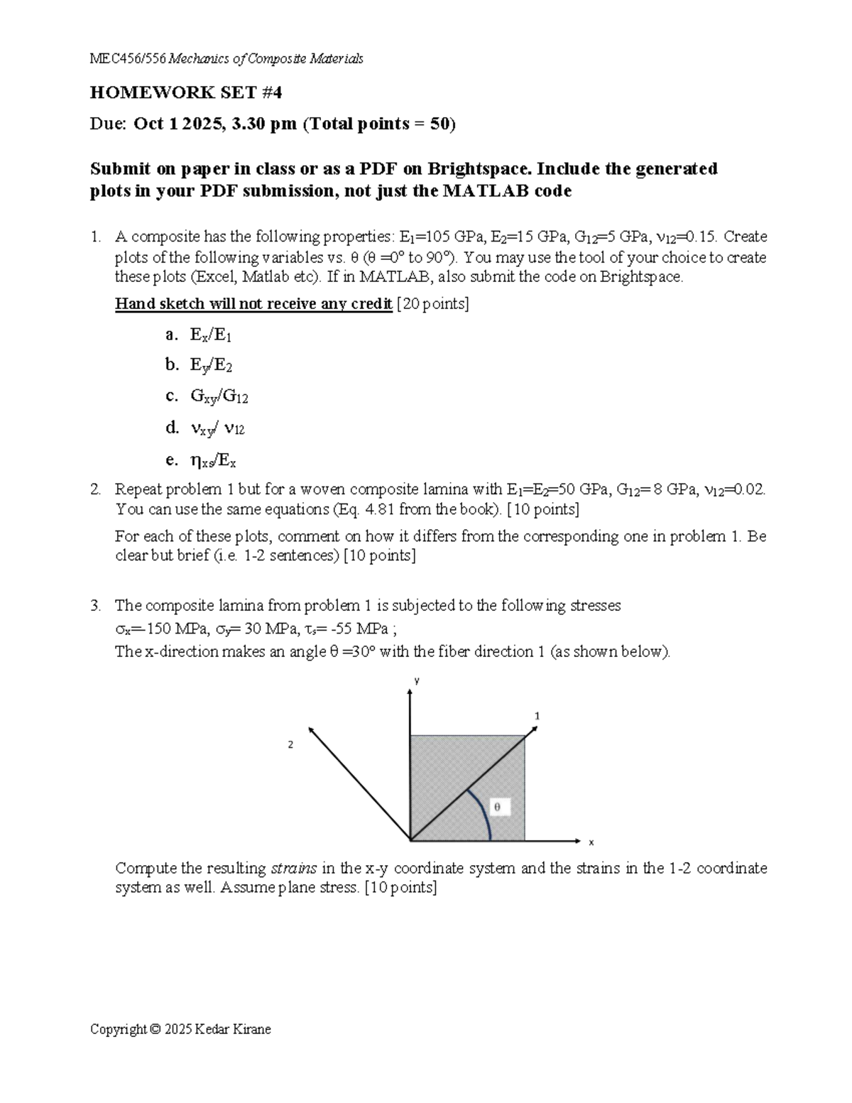 MEC456-556 Homework Set 4: Mechanics of Composite Materials - Studocu