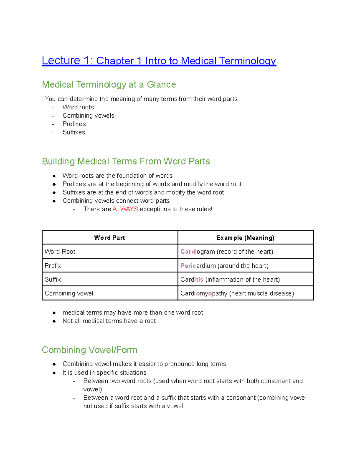 Lecture 1: Chapter 1 Introduction to Medical Terminology - Studocu