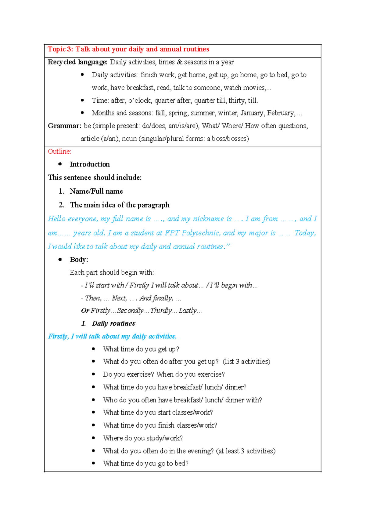 Daily and Annual Routines: A Presentation by Phạm Mai Anh - PP03803 ...
