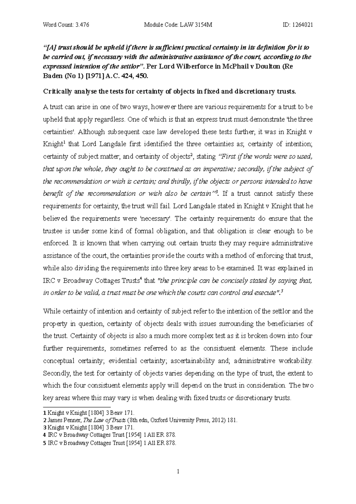 Seminar Work - Equity and Trusts - Duties & Powers of Trustees (LAW3154 ...