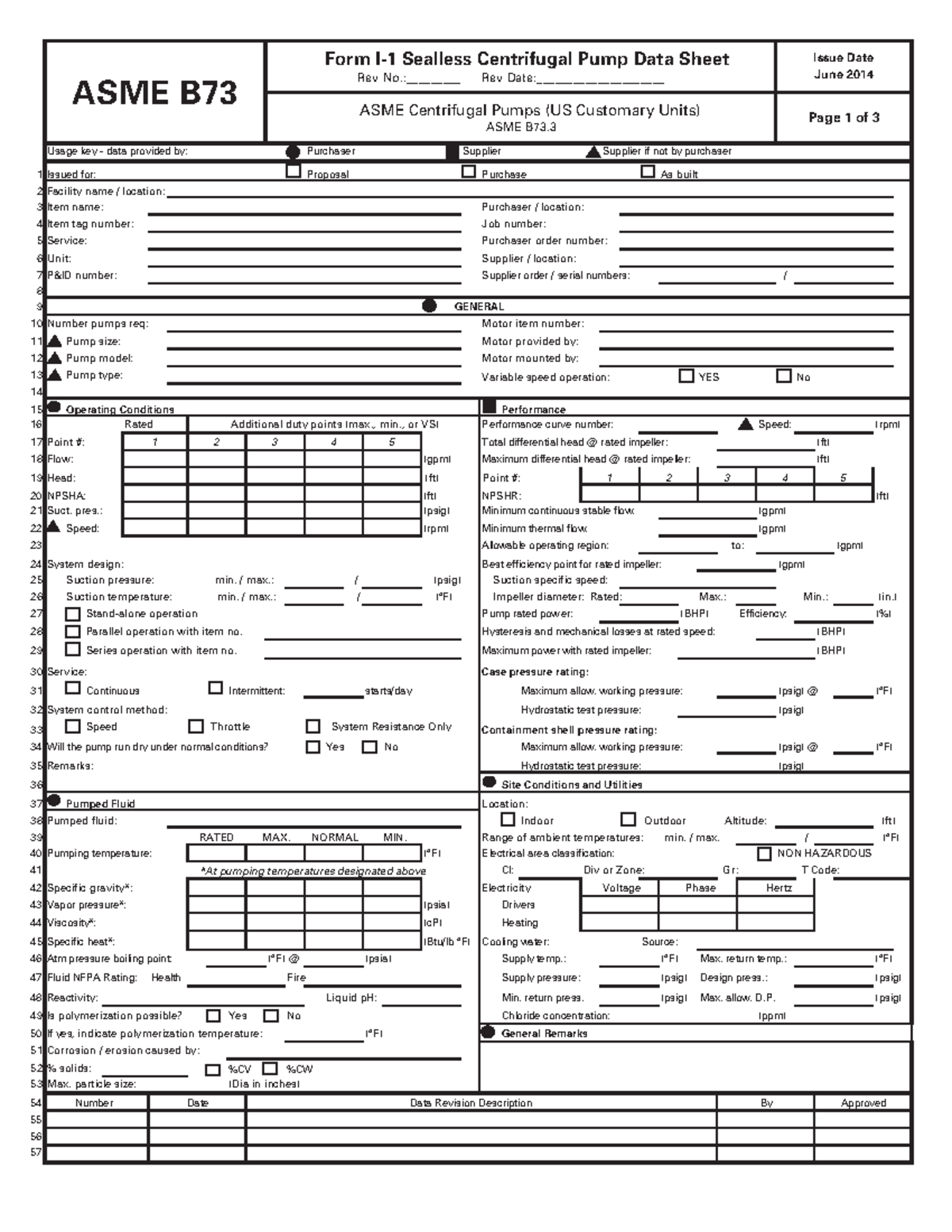 ASME B73.3 - Design Standard for Petrochemical Pump Data Sheets - Studocu