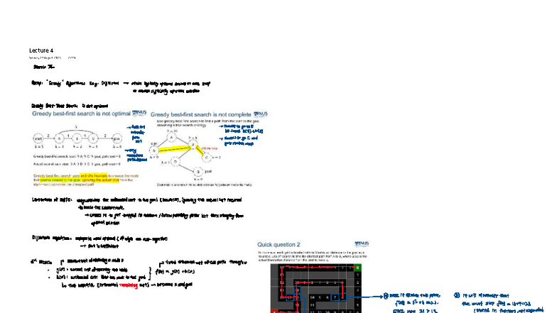 Lecture 4: Algorithms Recap - Greedy Search & Optimal Paths - Studocu