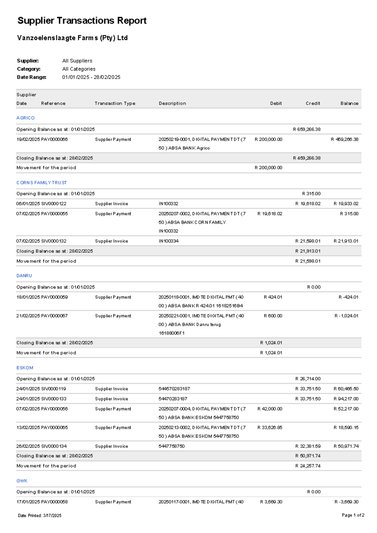 Supplier Transactions Report (78) - Supplier Transactions Report ...