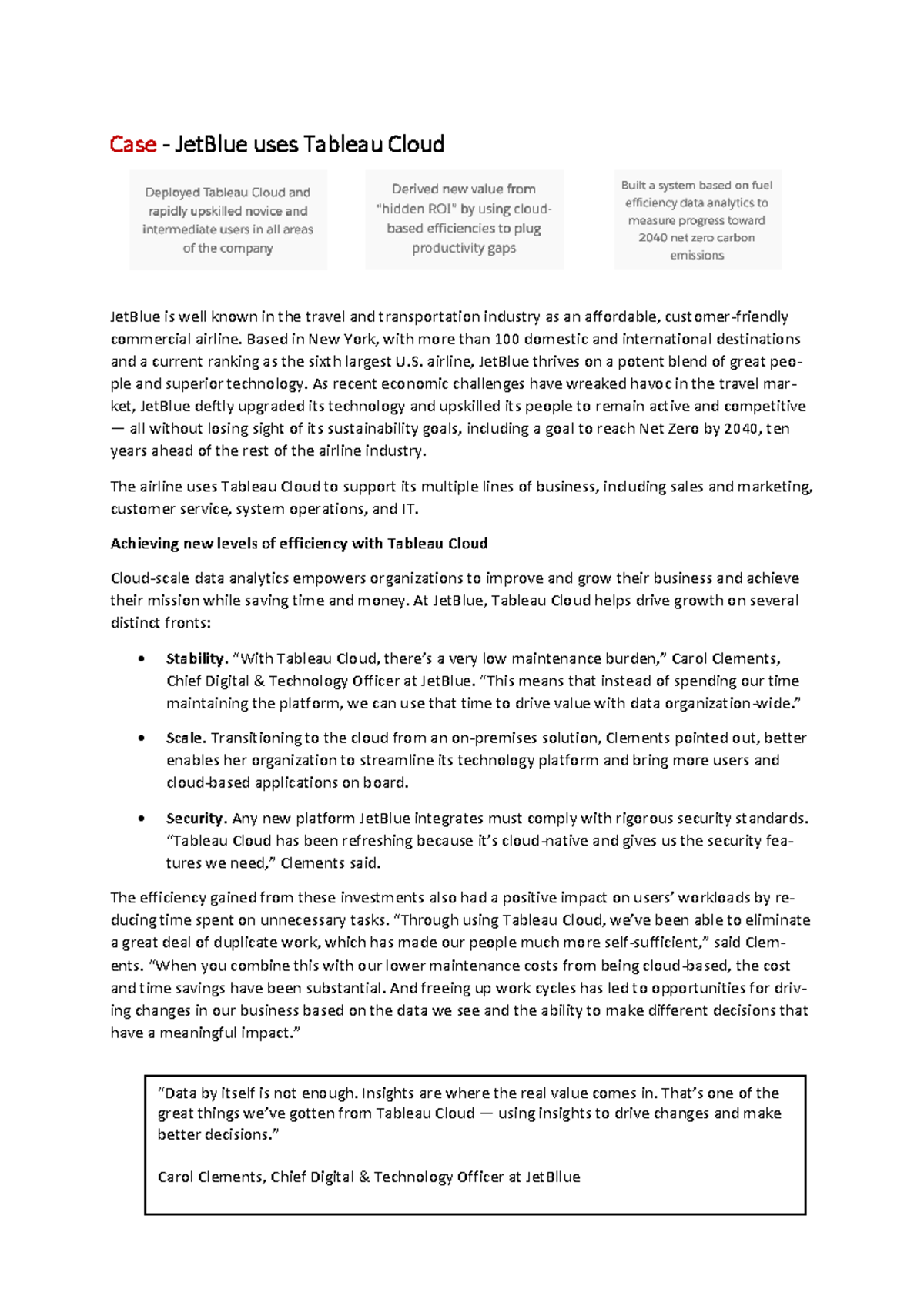 Case Study: JetBlue's Transformation with Tableau Cloud Analytics ...