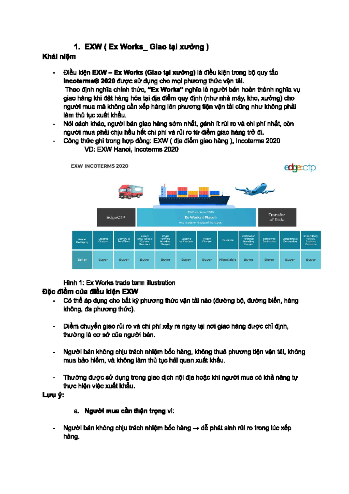 EXW (Ex Works) - Khái Niệm và Ứng Dụng Trong Vận Tải 2020 - Studocu