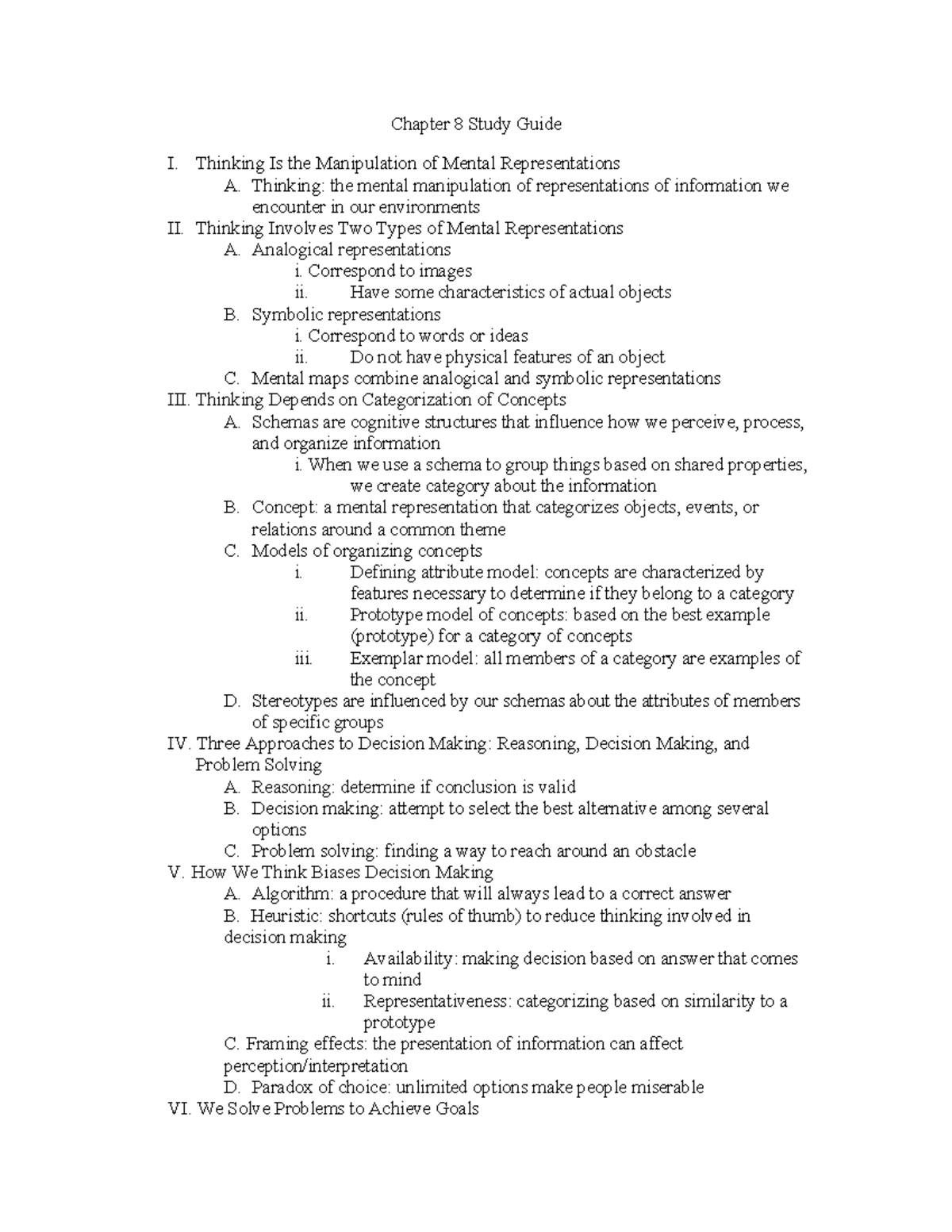 Chapter 8 Study Guide: Thinking and Intelligence - Studocu