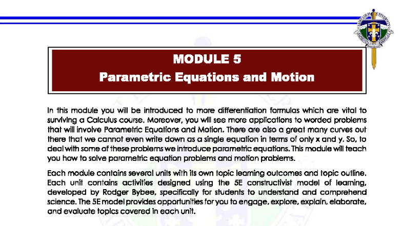 Module 5 Parametric Equations and Motion - Moreover, you will see more ...