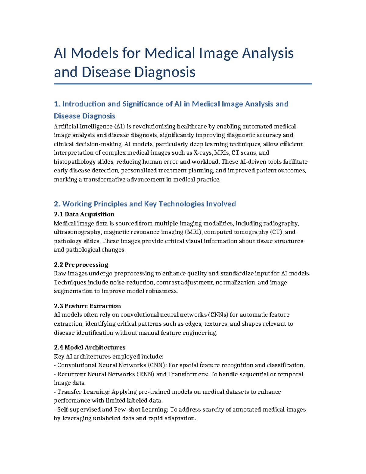 AI Medical Image Analysis Report: Significance, Technologies, and ...