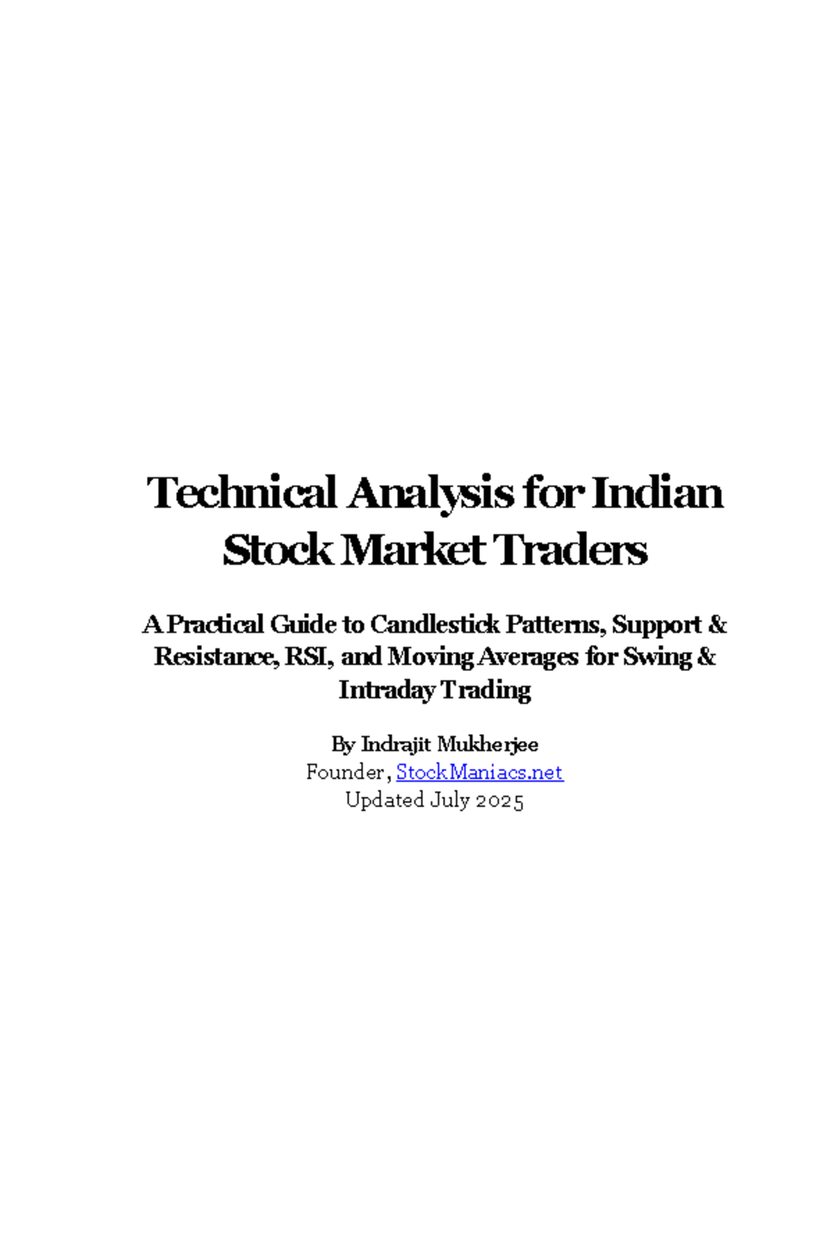 Technical Analysis for Indian Stock Market Traders: A Practical Guide ...