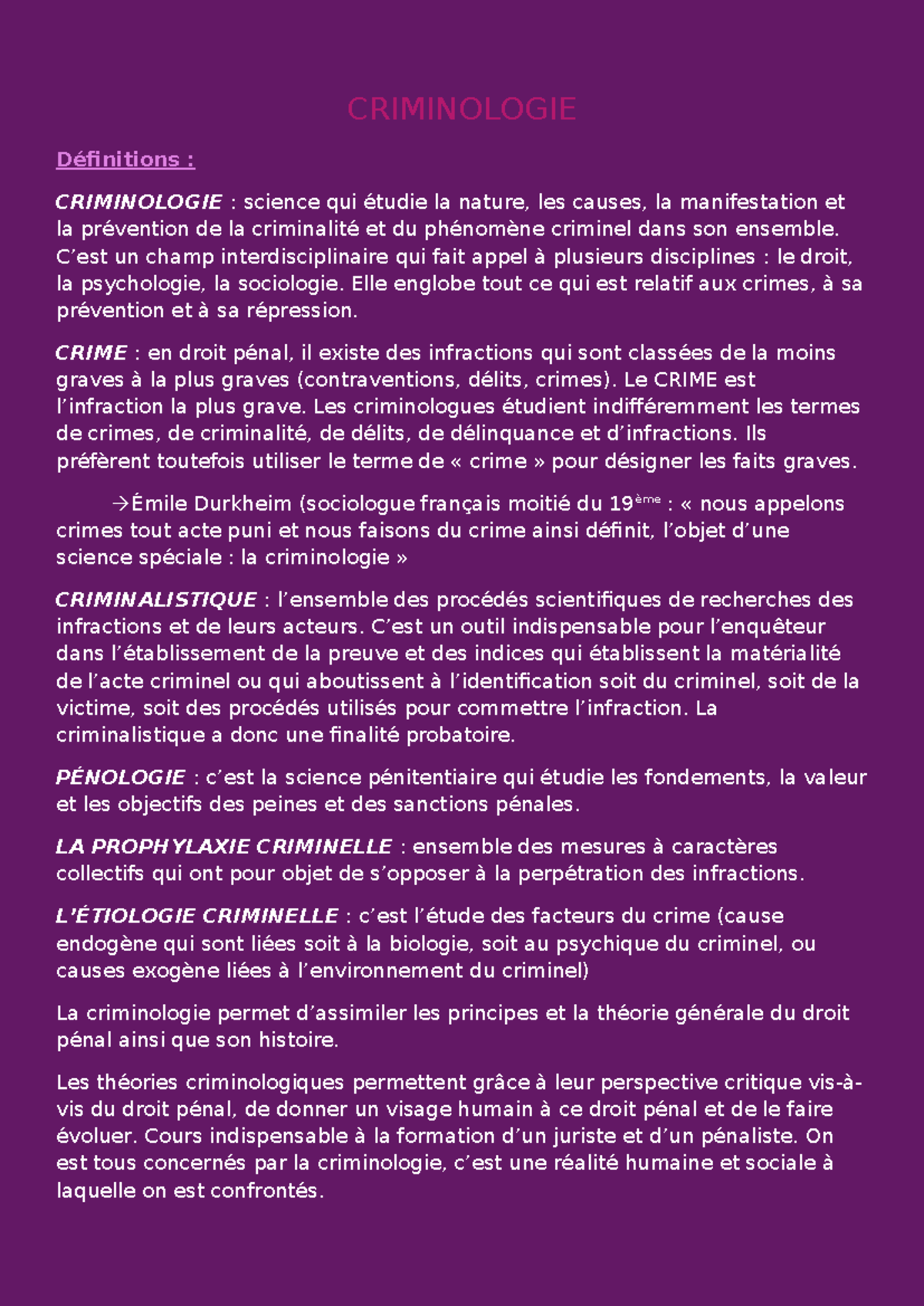 CRIM 101 Définitions et Concepts Fondamentaux en Criminologie Studocu — free download