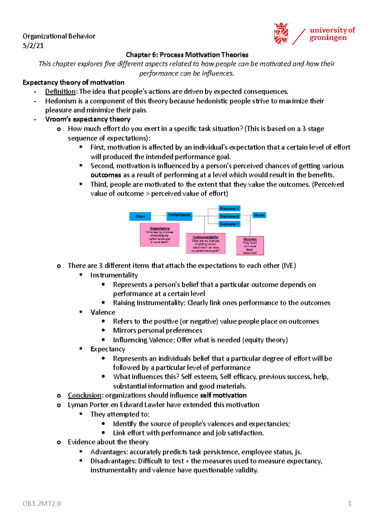 Organizational Behavior Midterm 2: Key Concepts and Theories Summary ...