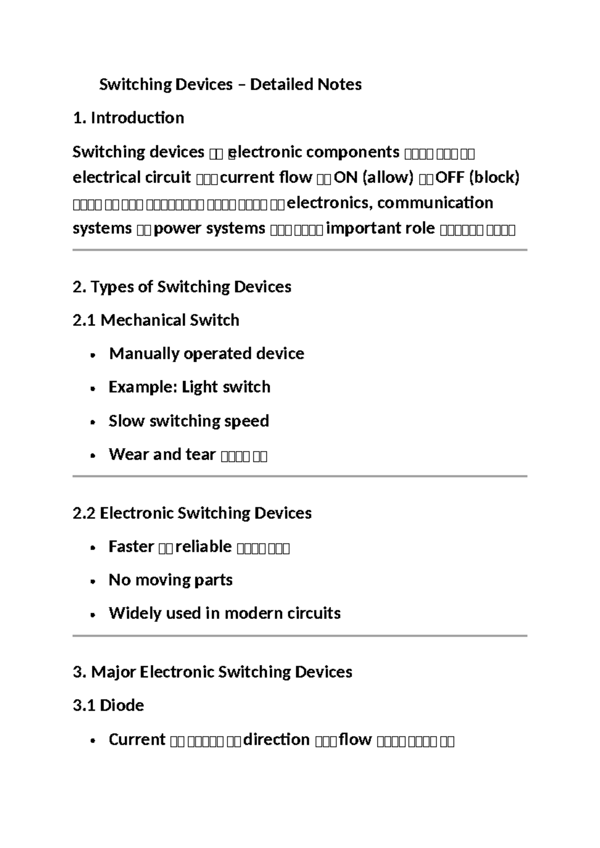 Switching Devices Overview and Applications - EE 101 Notes - Studocu