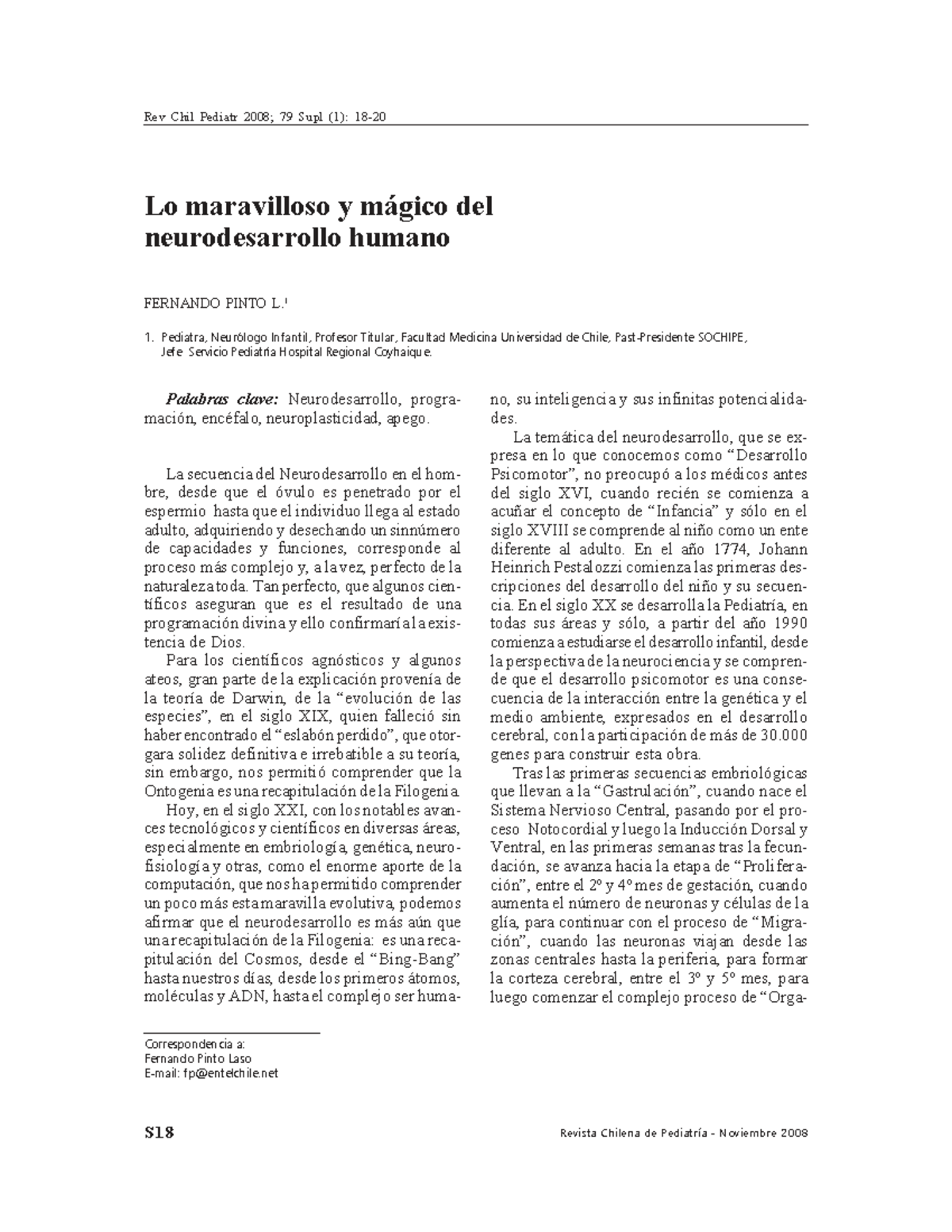 El maravilloso mundo del neurodesarrollo humano - Rev Chil Pediatr 79 ...