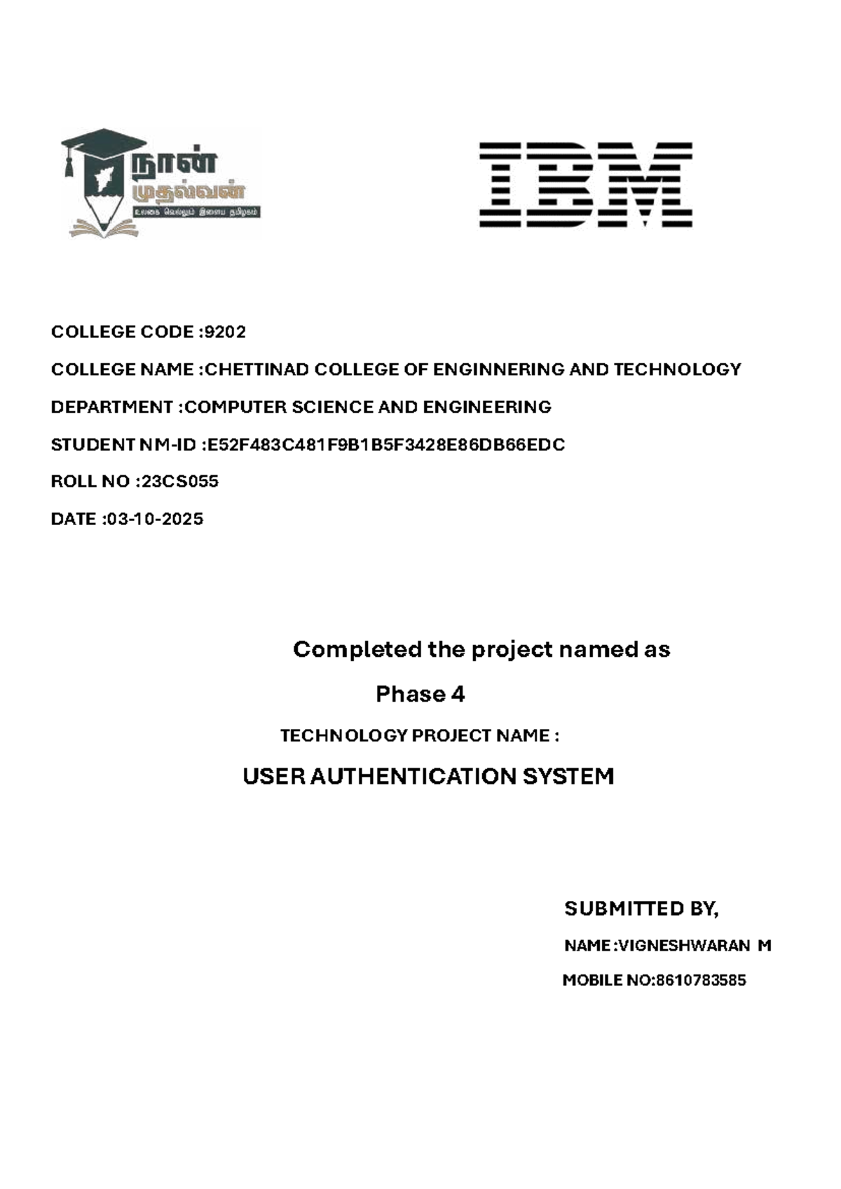 User Authentication System Enhancements - Phase 4 (9202) - Studocu