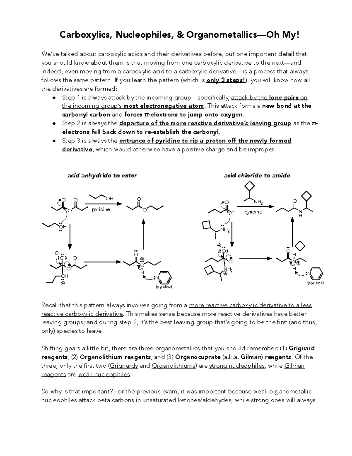 Organic II Exam 3 Review: Carboxylic Acids & Nucleophiles - Studocu