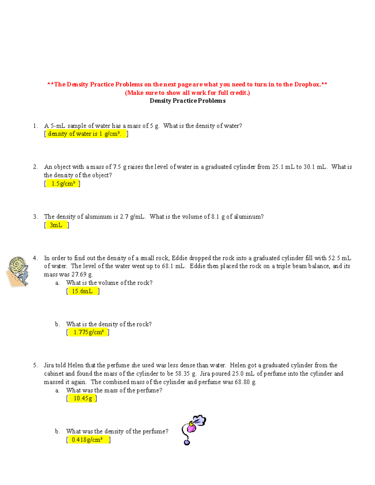 Density Practice Problems