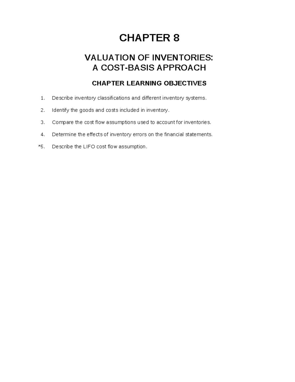 Chapter 8 Inventory Valuation: A Cost-Basis Approach in Intermediate ...