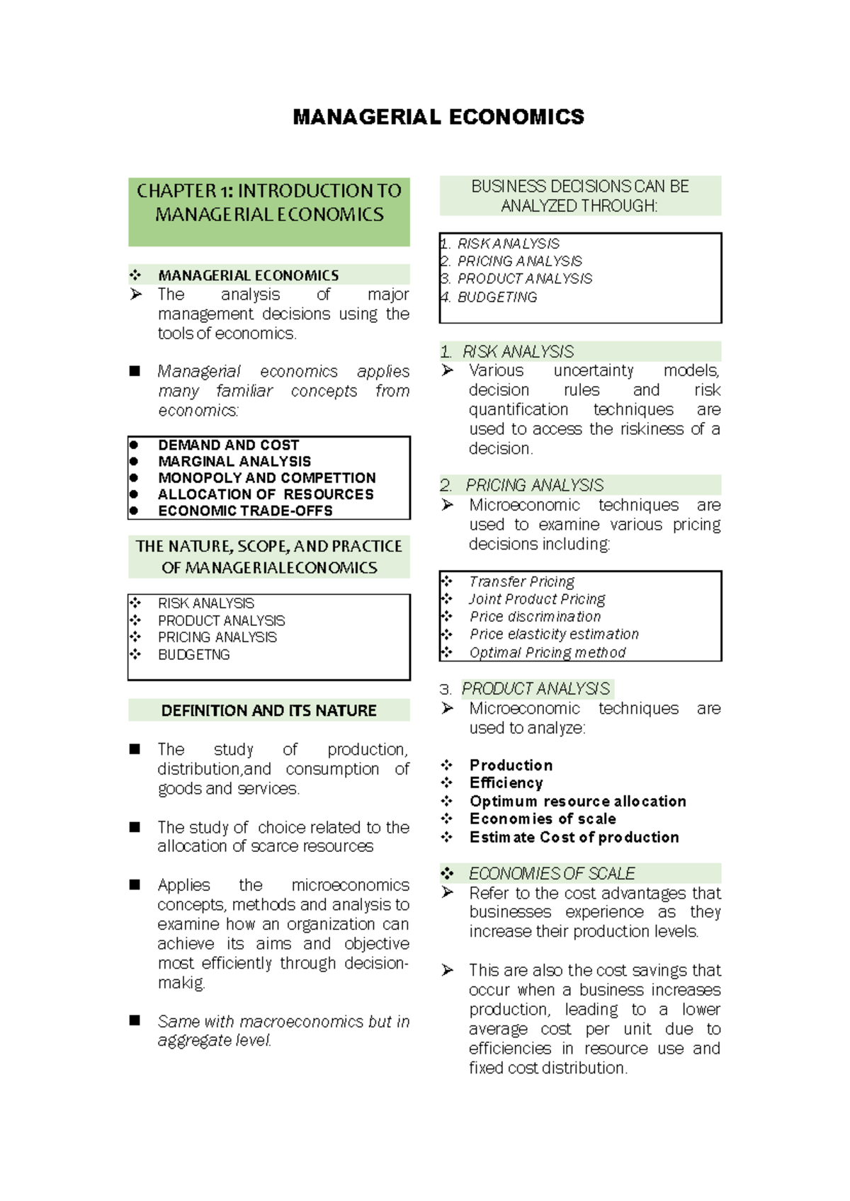 MG - Managerial Economics Lecture Notes: Introduction & Key Concepts ...