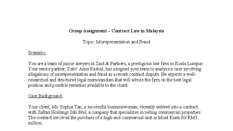Group Assignment Contract 2 - Group Assignment – Contract Law in ...