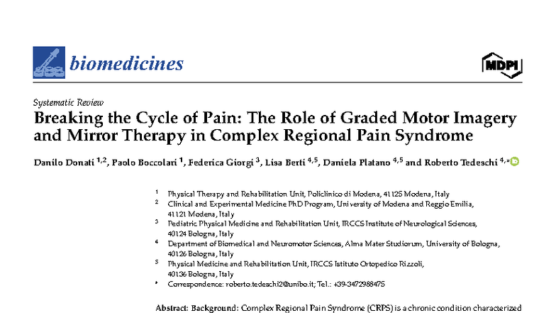 Breaking the Cycle of Pain The Role of Graded Motor Imagery and Mirror ...