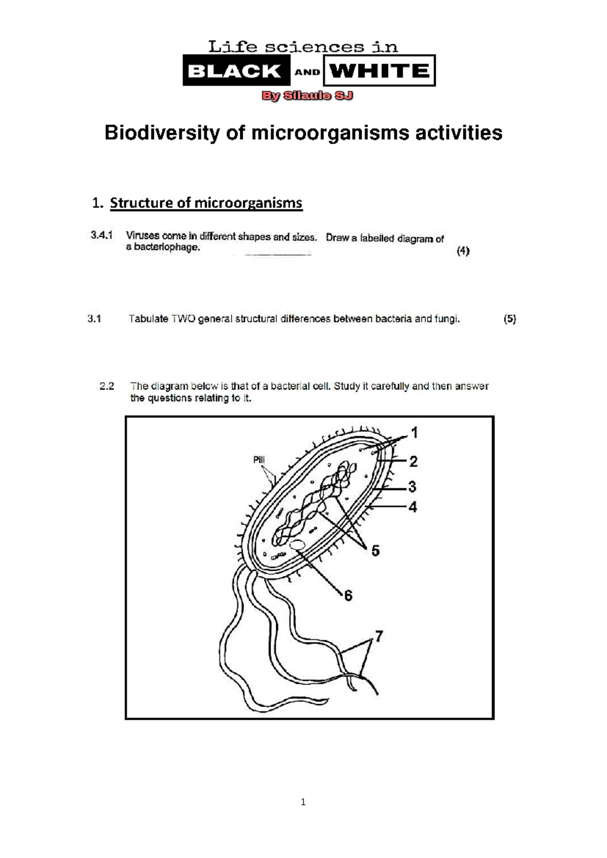 Biodiversity of Microorganisms Activities 2021: Key Questions - Studocu