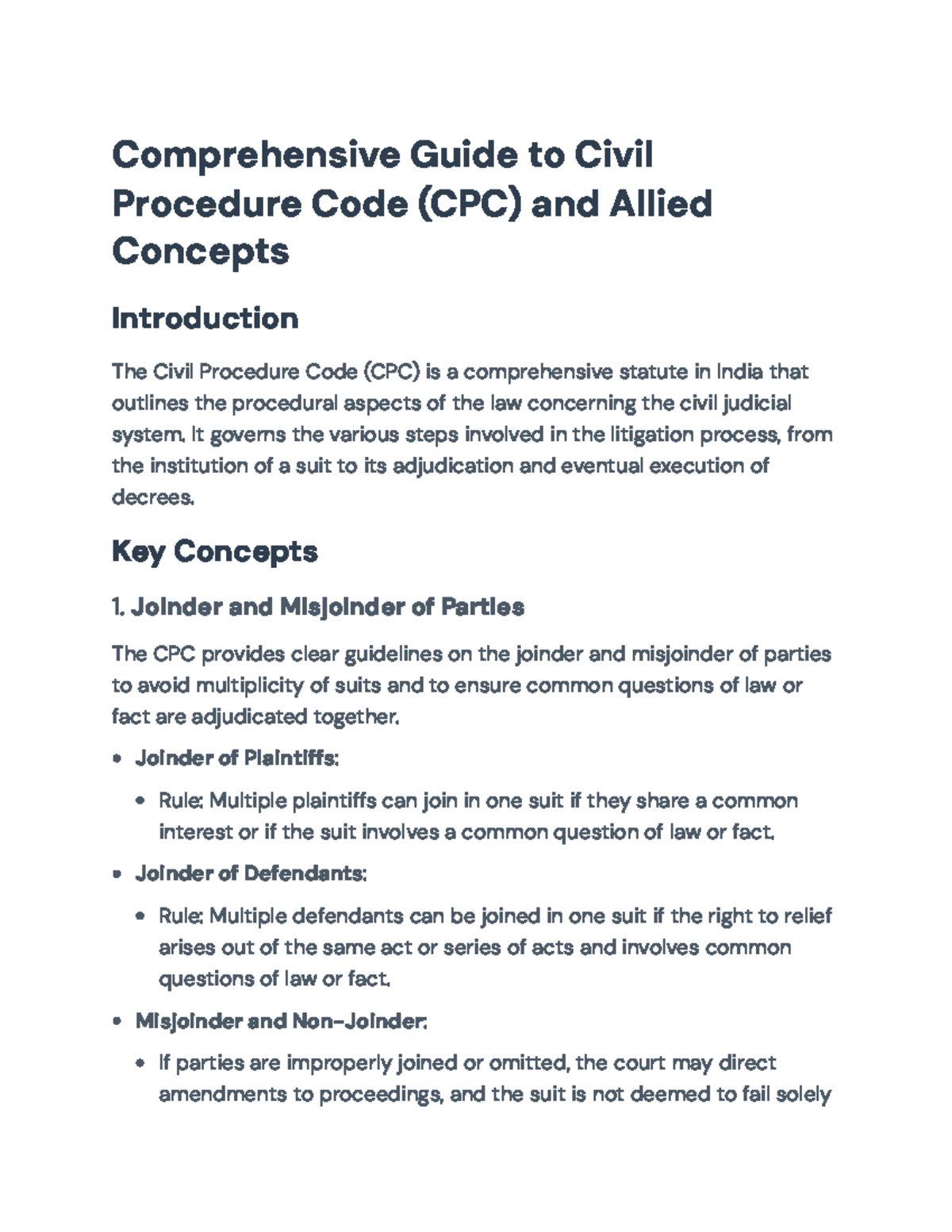 Comprehensive Guide to Civil Procedure Code (CPC) and Key Concepts ...