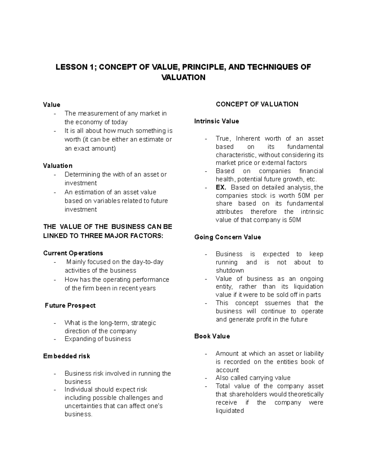 VCM 101: Concepts, Principles, and Techniques of Valuation Review - Studocu