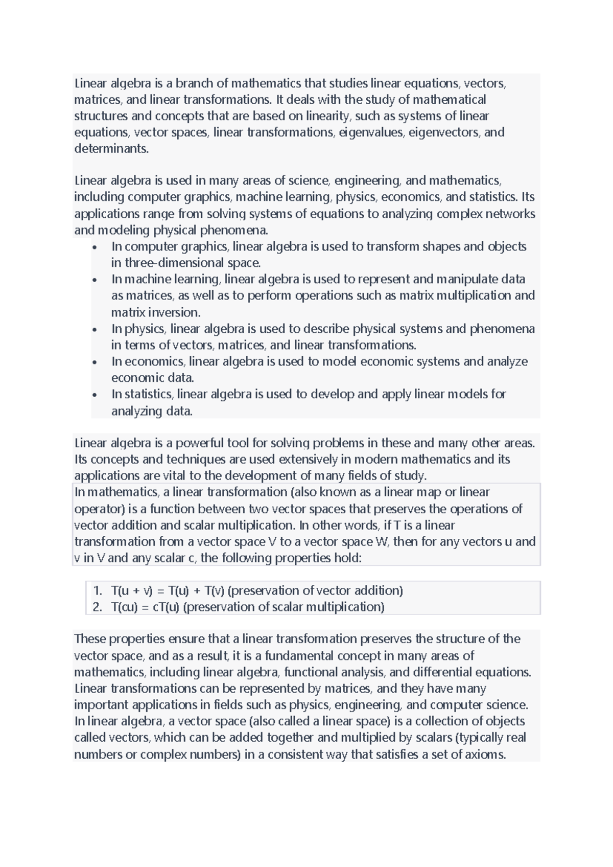 Linear Algebra Concepts and Applications in Science and Engineering ...