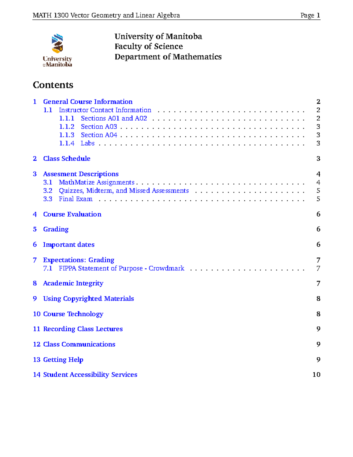 2025W9 - Summary Vector Geometry And Linear Algebra - University of ...