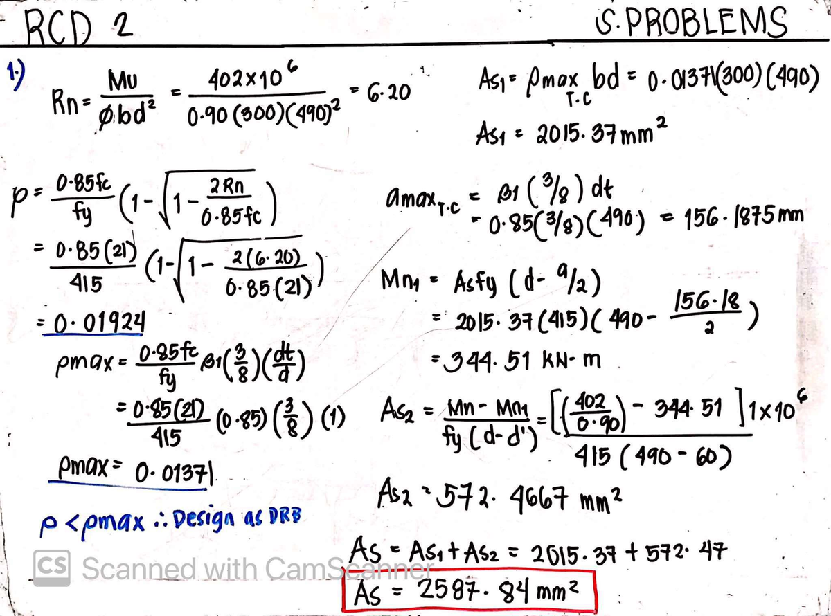 RCD 2 Sample Problems for Structural Design Analysis - Studocu