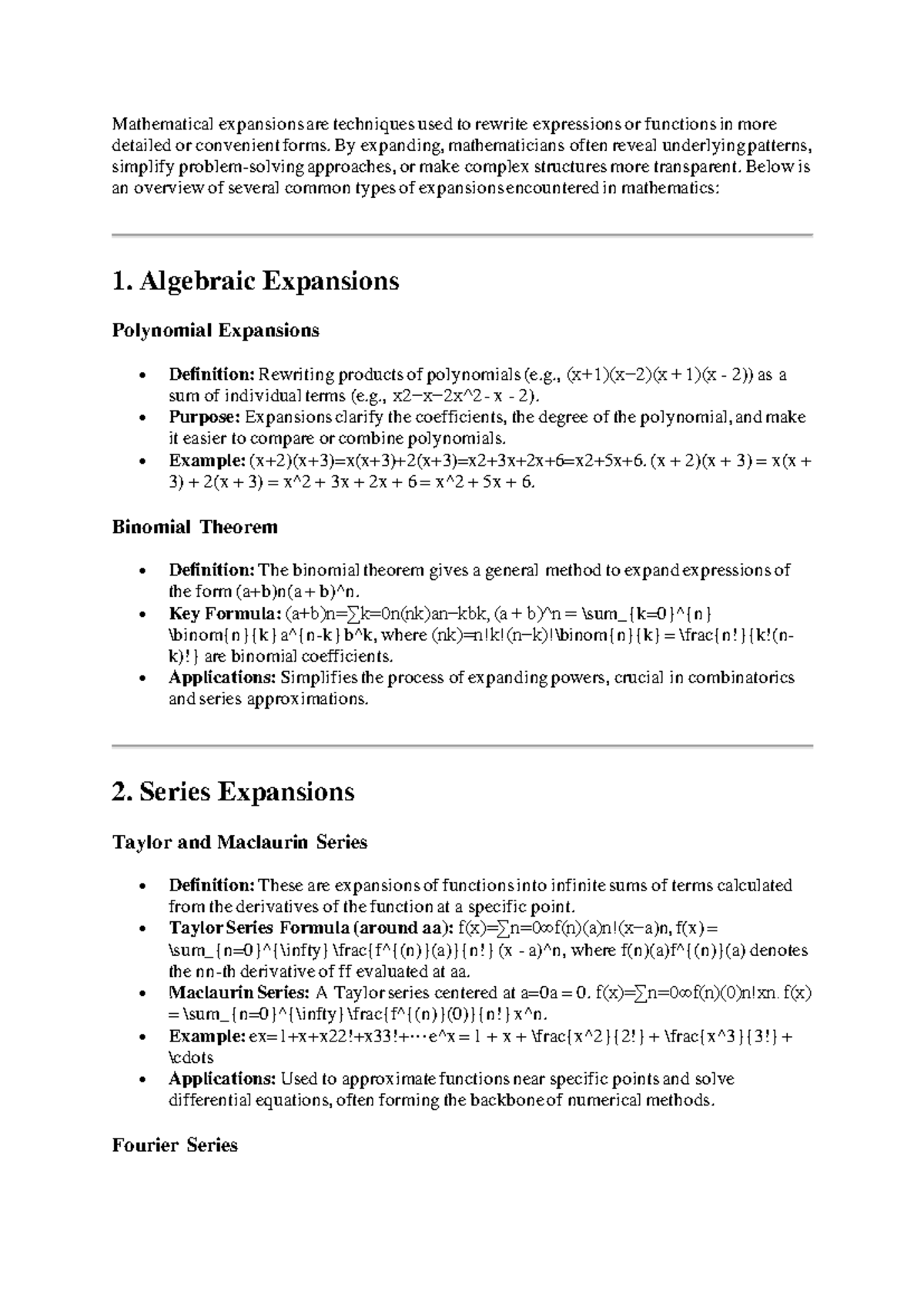 Math expansions - Mathematical expansions are techniques used to ...