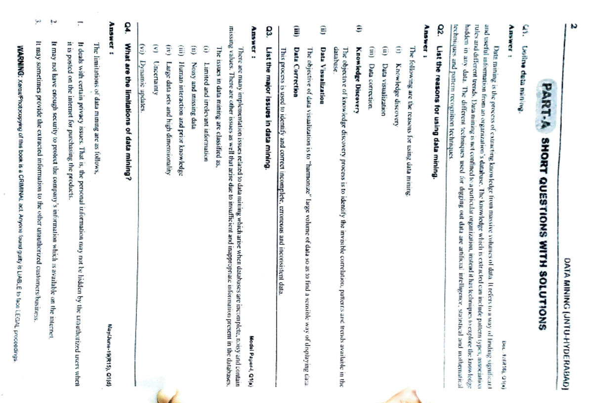 DM Spectrum - Important questions of Data mining - 2 DATA MINING SHORT ...