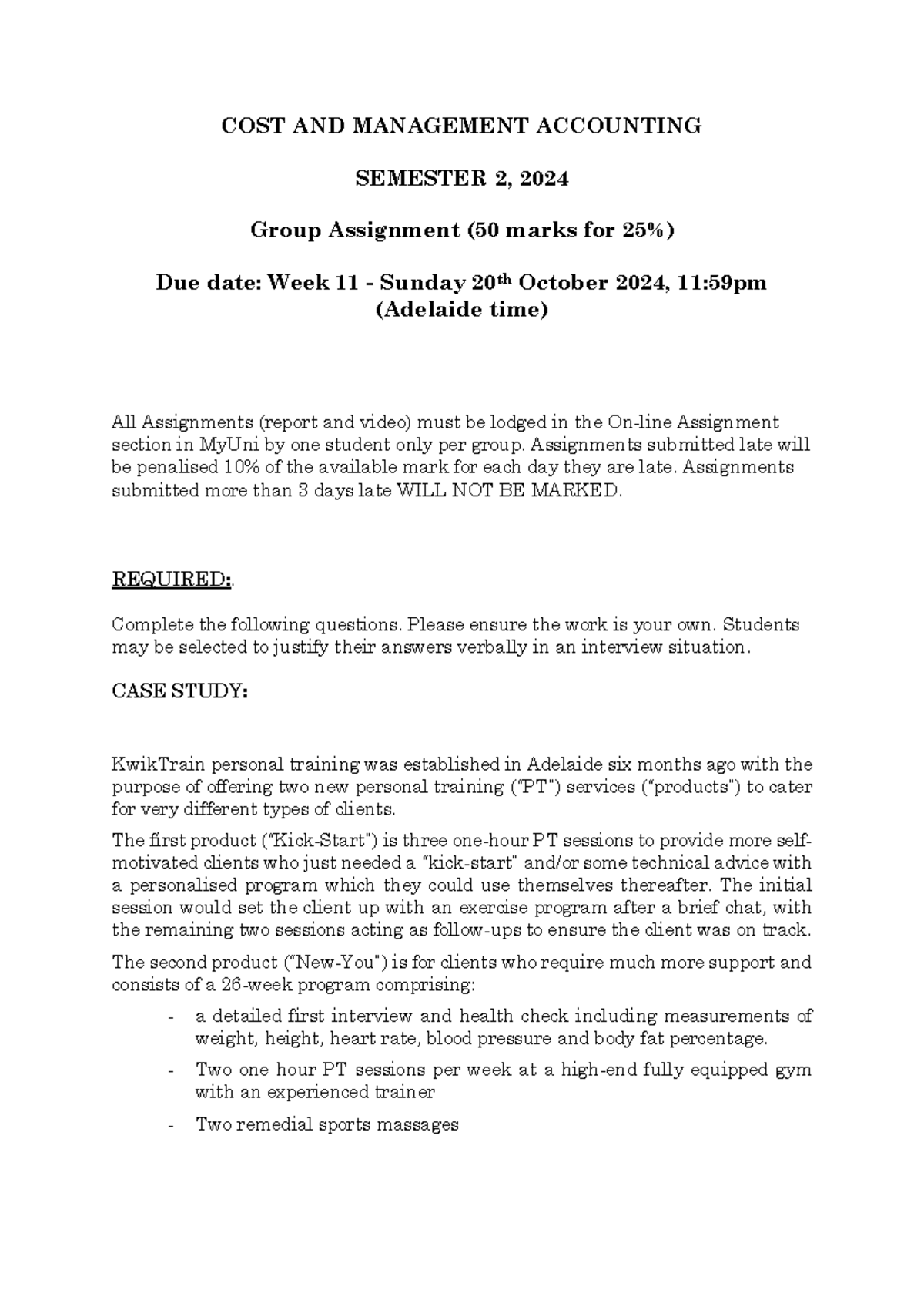 CMA S2 2024 - Cost & Management Accounting Group Assignment - Studocu