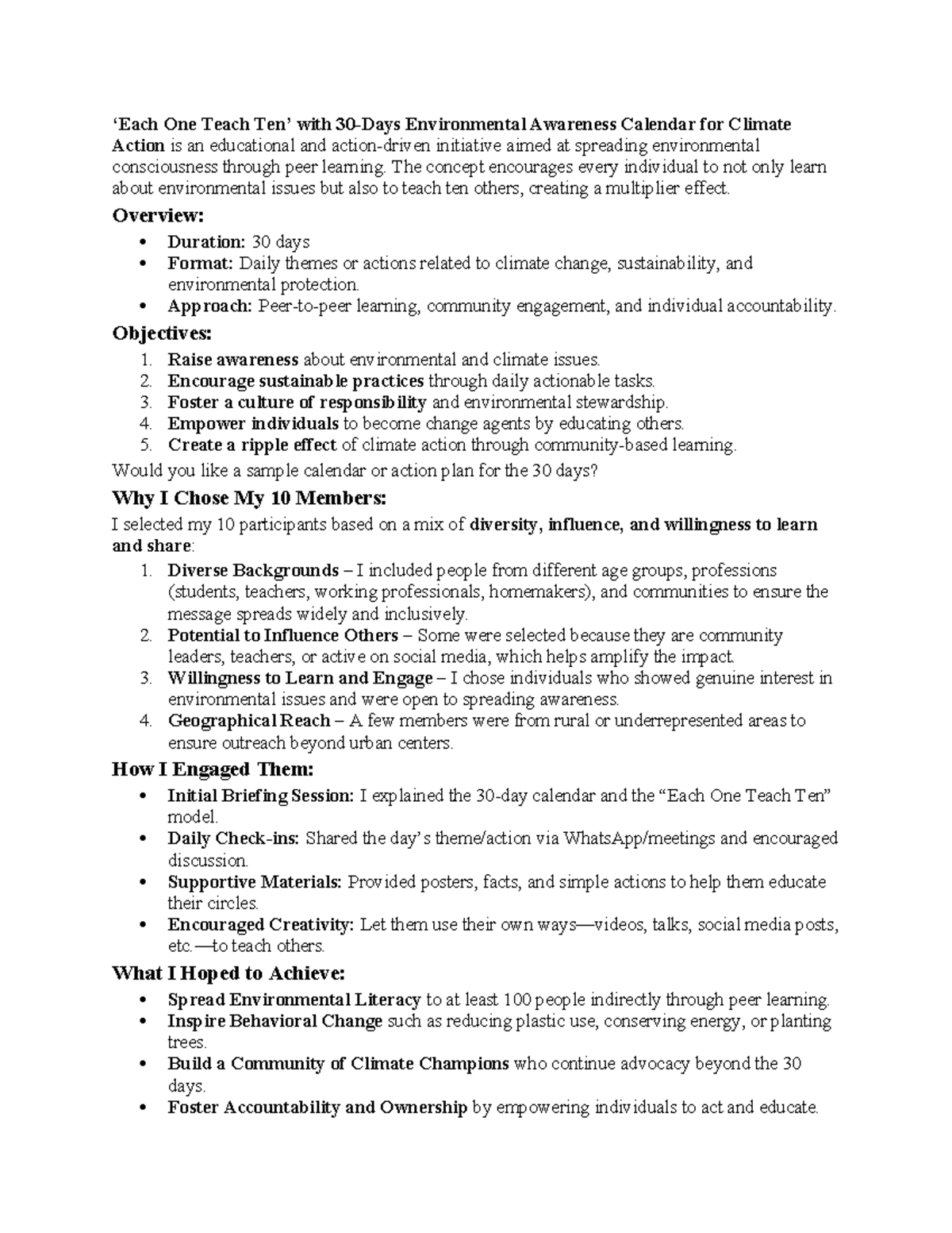 Each One Teach Ten - class notes - ‘Each One Teach Ten’ with 30-Days ...