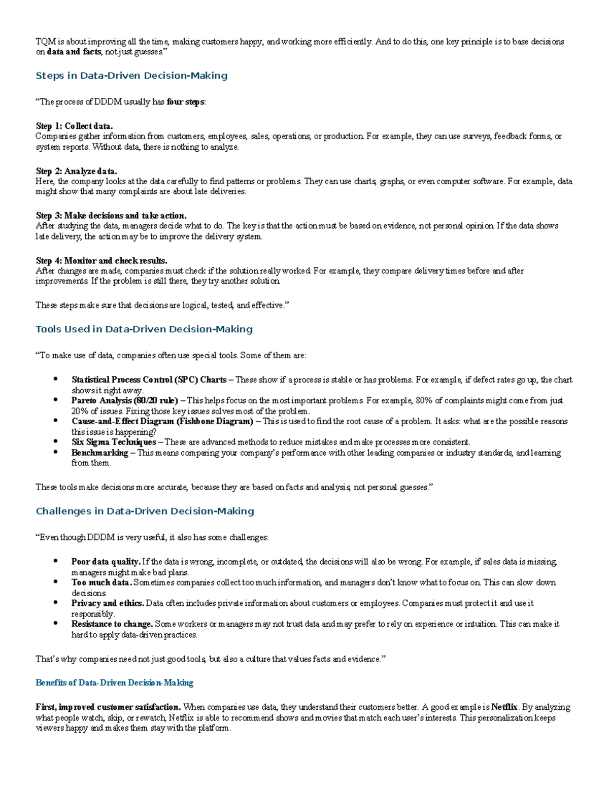 DDDM: Principles and Tools for Data-Driven Decision Making - Studocu