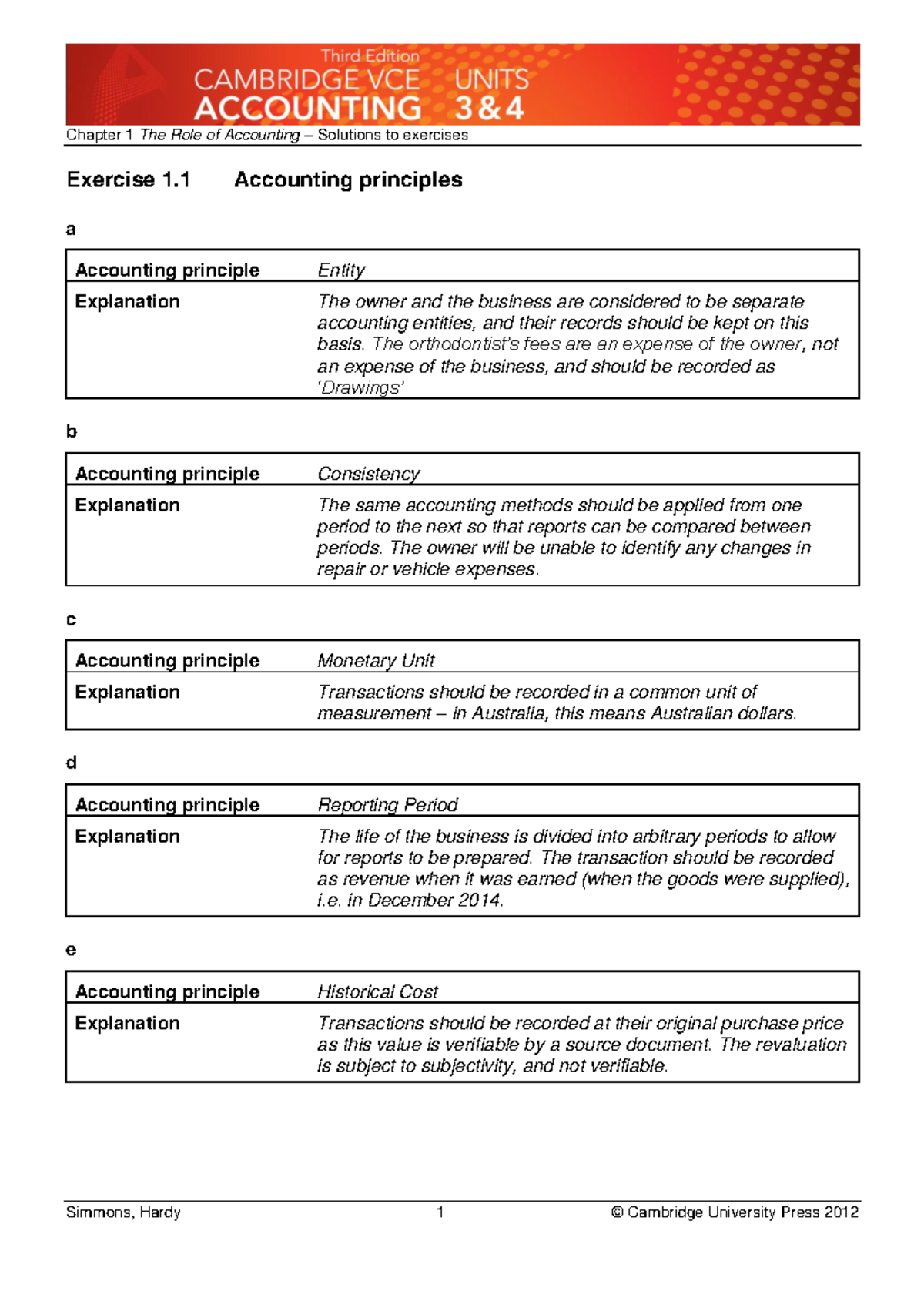 Chapter 1 Accounting Principles: Solutions to Exercises - Studocu