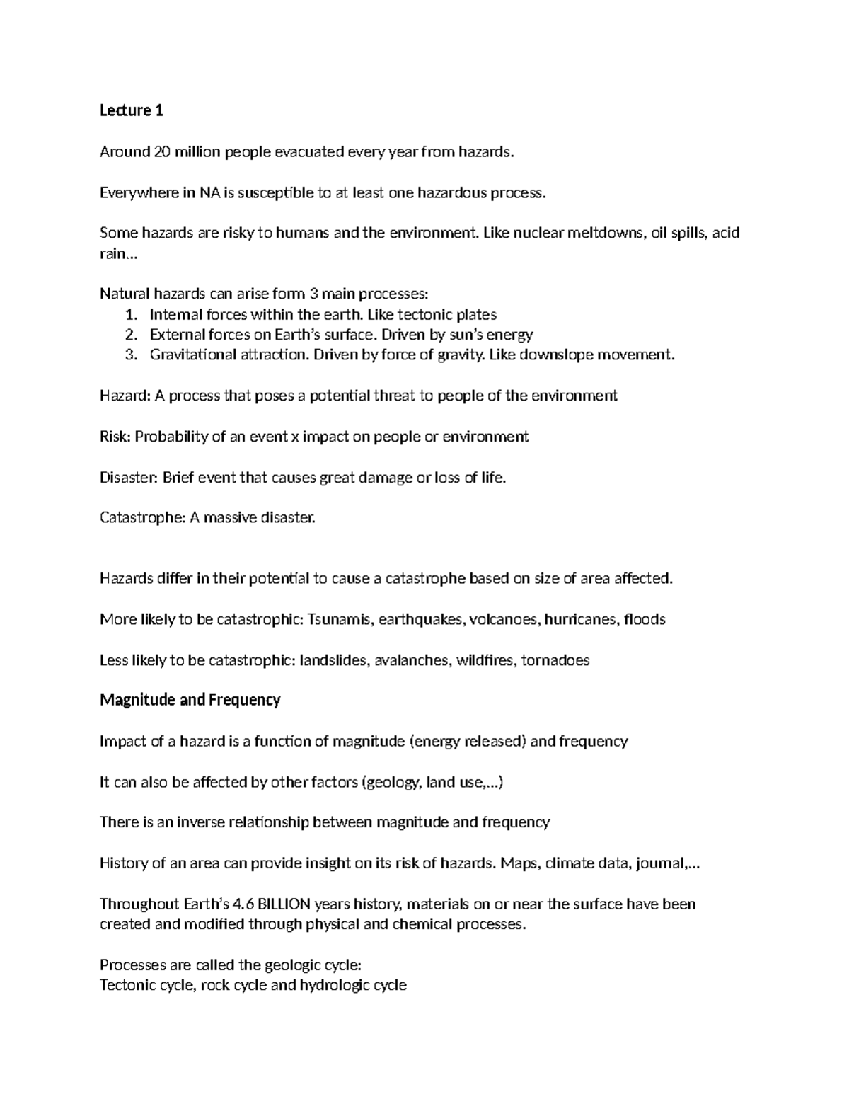 Geo GEO 101 Midterm 1: Understanding Hazards and Tectonic Processes - Document Preview