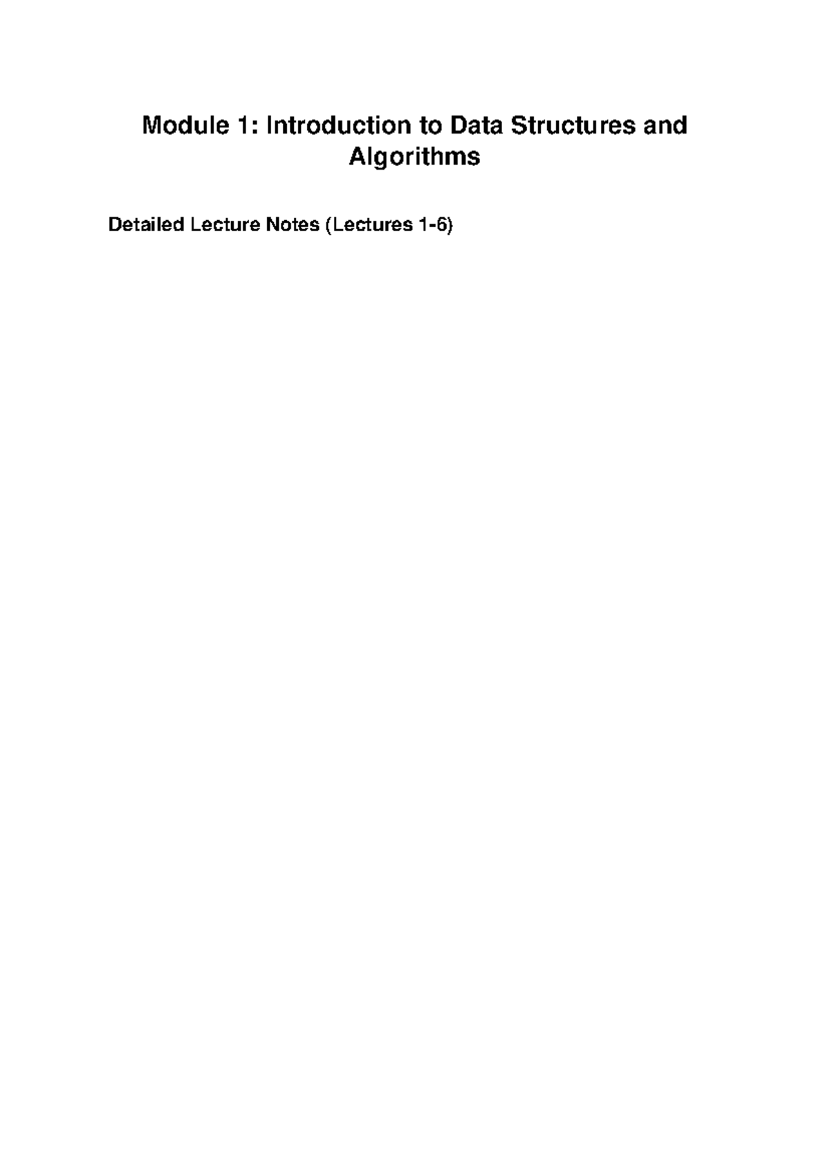 Module 1: DSA Detailed Lecture Notes on Data Structures & Algorithms ...